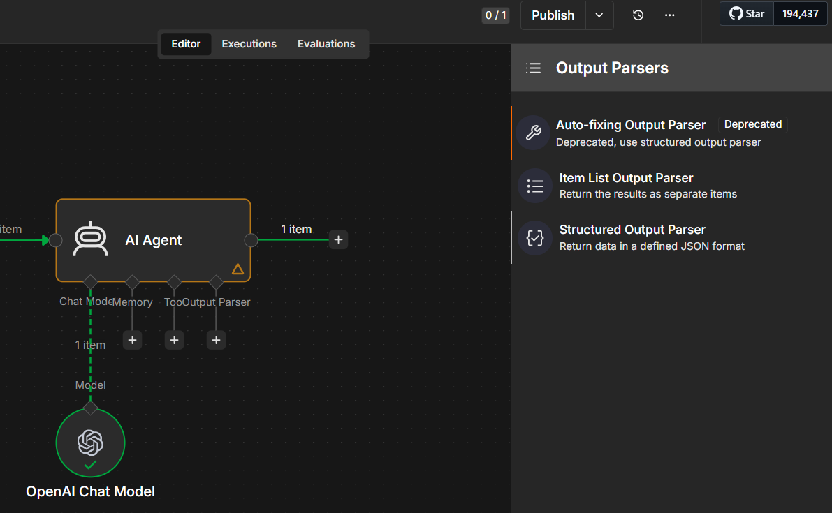 Add a Structured Output Parser (returns data in a defined JSON format).